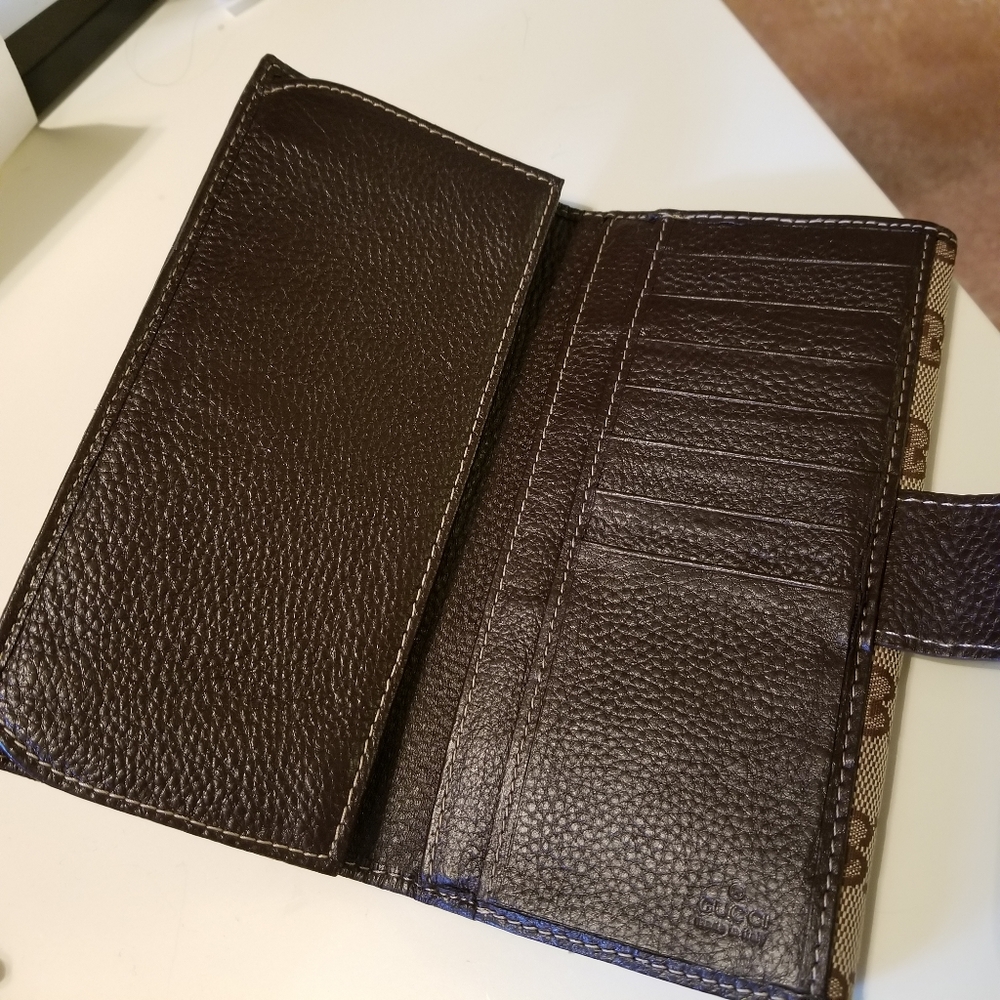 🚫*SOLD*Gucci GG leather/canvas continental wallet - Picture 3 of 9